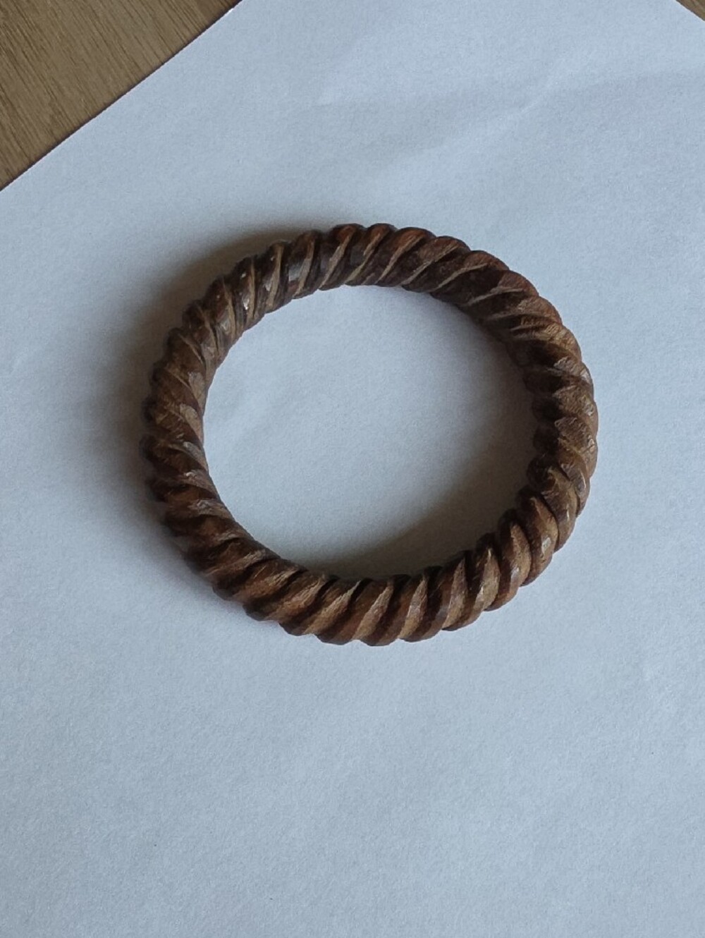 Twisted Wooden Bangle Bracelet - Brown